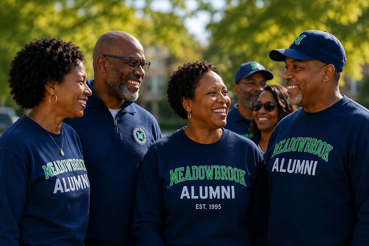 Group of alumni people smiling ]