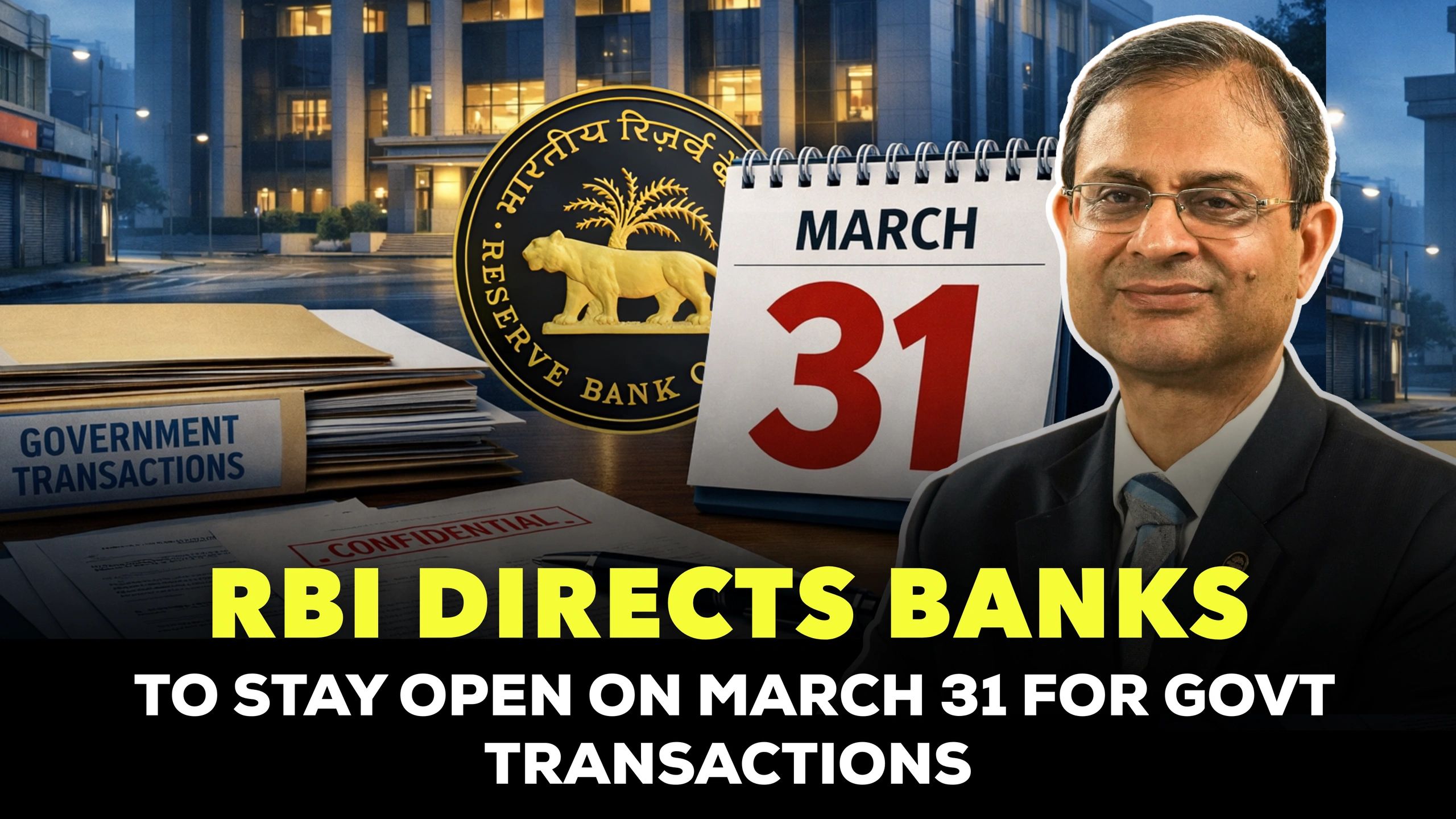 RBI Directs Banks to Stay Open on March 31 for Govt Transactions