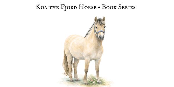Illustration of Koa the Fjord horse from a book series.