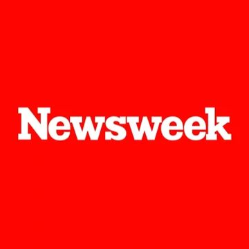 Newsweek logo in white on a red background.