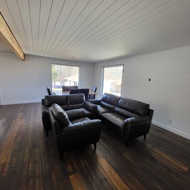White paint shiplap walls and ceiling