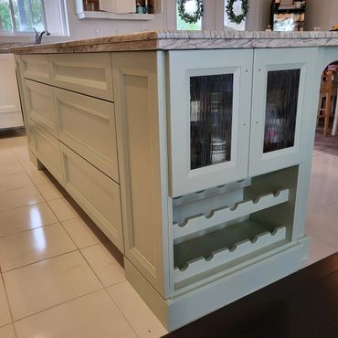 Sage green painted island