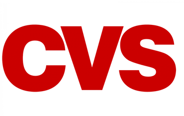 Bold red CVS logo on a black background.