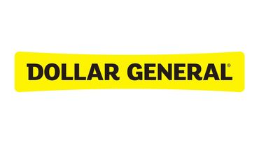 Dollar General logo with bold black text on a yellow background.