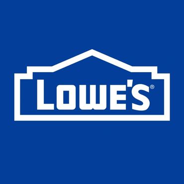 Lowe's logo featuring white text on a blue background with a house-shaped outline.