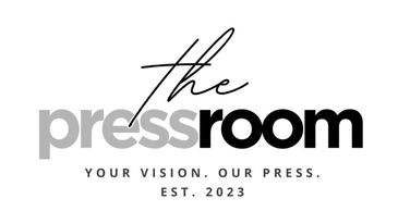 Logo for The Press Room with tagline and establishment year.