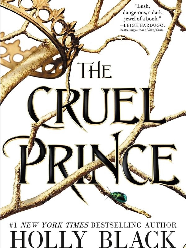 Cover of the book 'The Cruel Prince' by Holly Black with gold branches and crown.