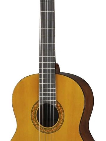 Classical acoustic guitar with wooden body and nylon strings.
