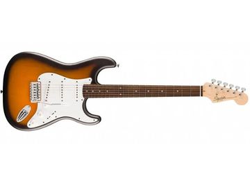 Sunburst electric guitar with a classic Stratocaster design.