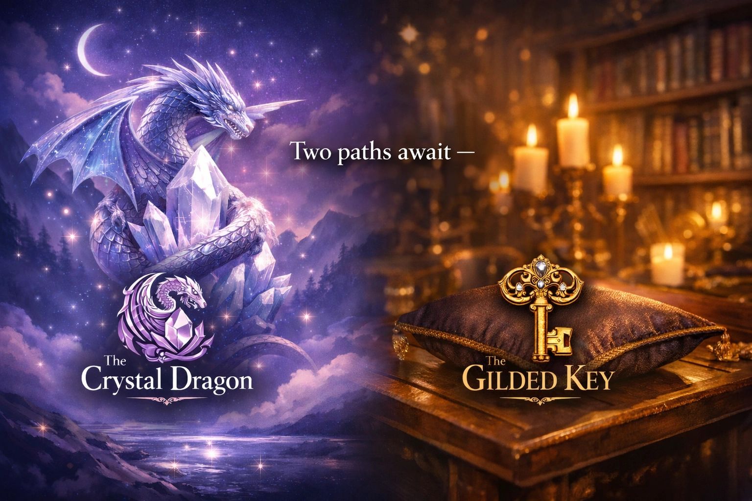 Two paths await: The Crystal Dragon or The Gilded Key.