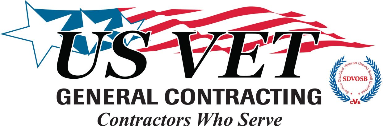 Logo for US Vet General Contracting with patriotic American flag design.