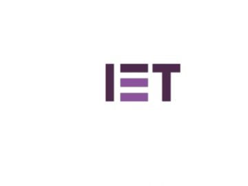 Minimalist logo with the letters IET in dark purple on a white background.