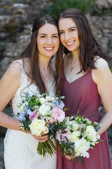 A bride and her bridesmaid