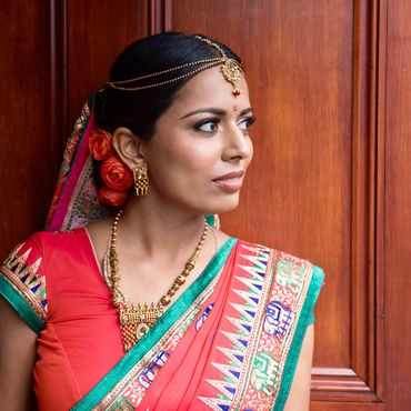 An Asian bride in traditional dress