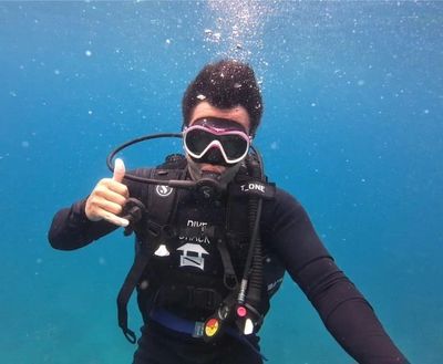 Scuba diver learning the basics of diving