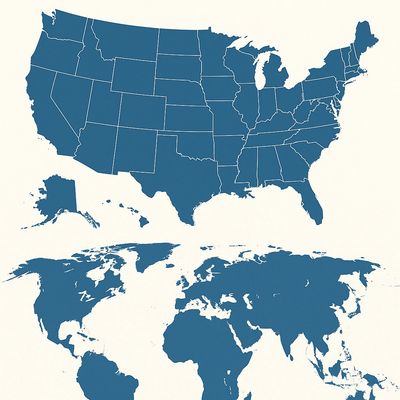 Map showing nationwide and global private investigator network for 808 Investigations