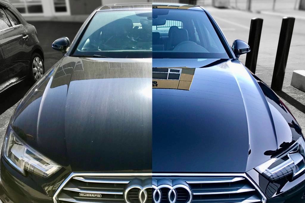 Ceramic coating before and after on Audi