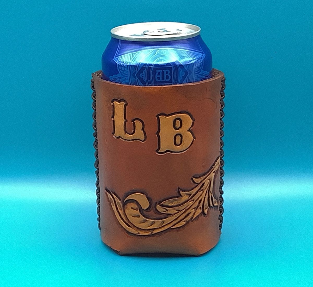 Handtooled Leather Drink Holder