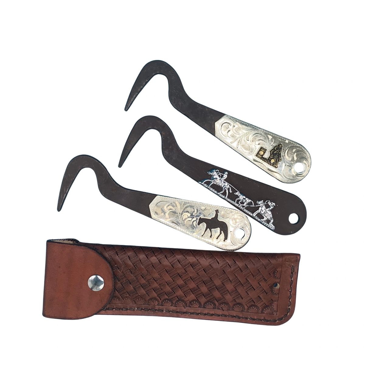 Hoof Pick and Leather Hoof Pick Holder For Saddle Billet Strap