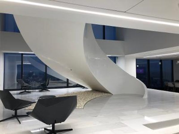 Staircase done by Scott Angelini Jr for his father's company Angelini Plastering Inc.