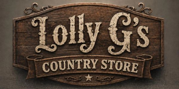 Wooden sign for Lolly G's Country Store.