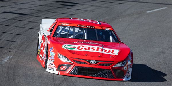 Red Castrol-sponsored Toyota race car on a track.