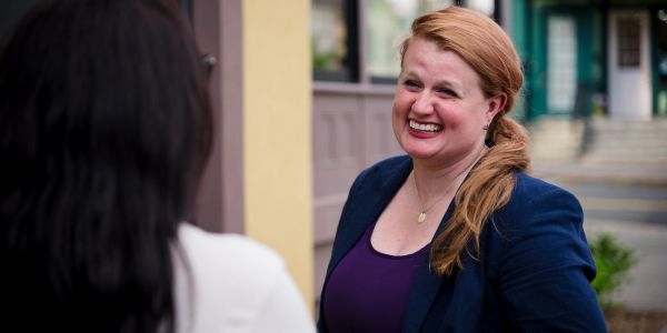 Caitlin Giles-McCormick Meeting Voters