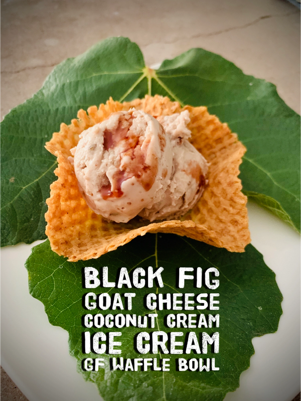 Black Fig Goat Cheese Coconut Cream Ice Cream Gluten Free Waffle Bowl