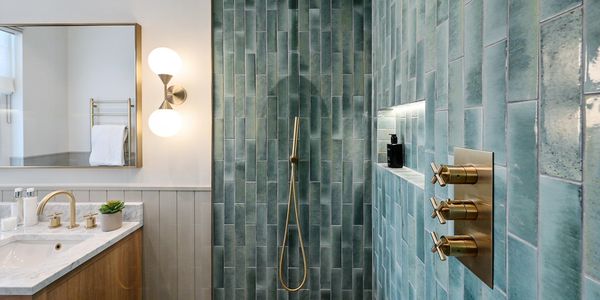 Tiled contemporary Victorian bathroom