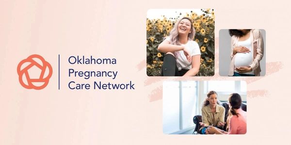 Oklahoma Pregnancy Care Network logo with images of pregnant women and support.