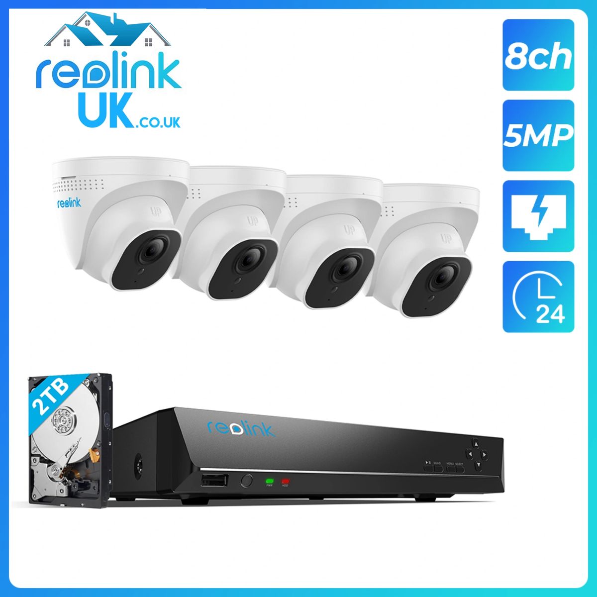 REOLINK RLK8520D4A 5MP SECURITY CAMERA KIT WITH SMART PERSON/VEHICLE