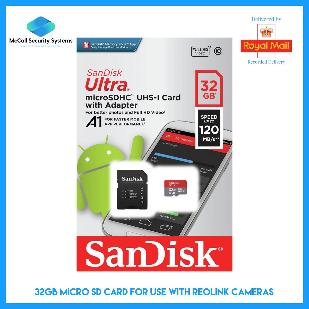 SANDISK ULTRA 32GB MICRO SD CARD FOR REOLINK CAMERAS