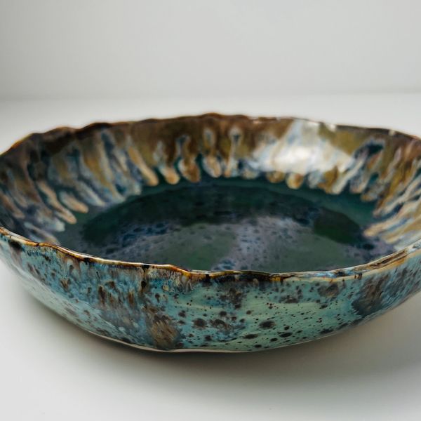 Hand Built, Wheel Thrown Ceramic Serving Bowl