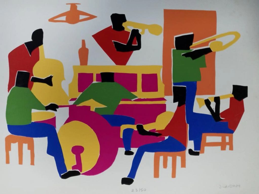 Jazz band, Judy Bragg Pardo, African American, music, silkscreen