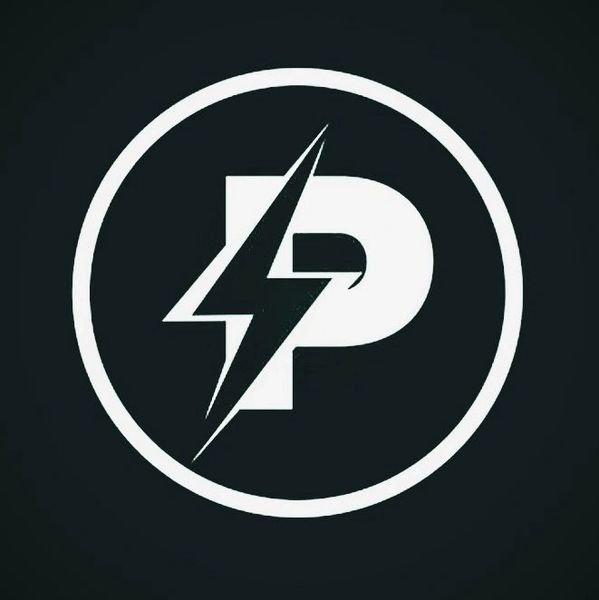 A bold white 'P' with a lightning bolt inside a circle on a dark background.