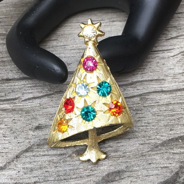 Mid Century Modern Christmas Tree Brooch