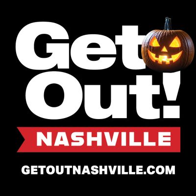 Halloween-themed Get Out Nashville logo with a jack-o'-lantern.