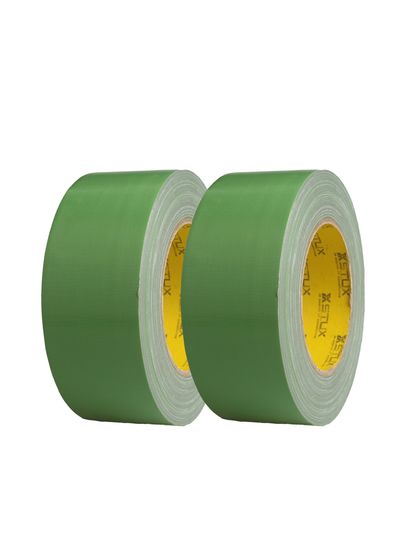 Two rolls of green adhesive tape.
