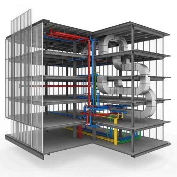 3D model of building HVAC and plumbing system.