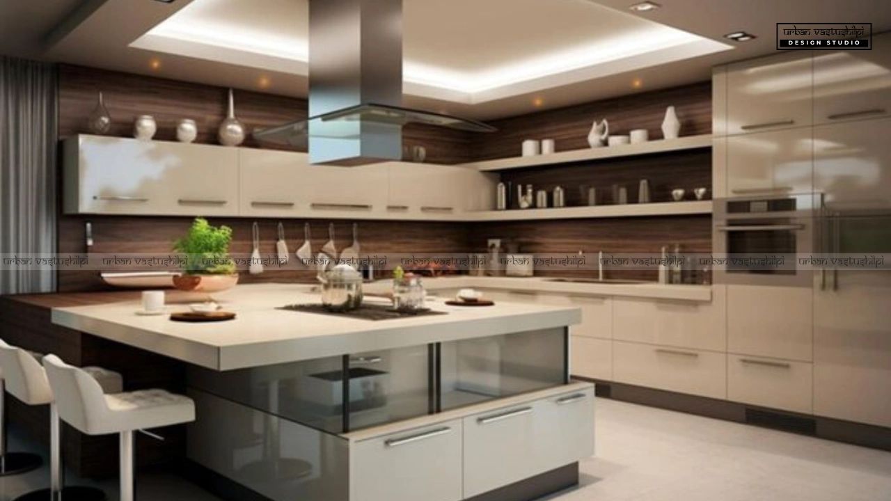 Modern kitchen with clean lines and neutral colors.