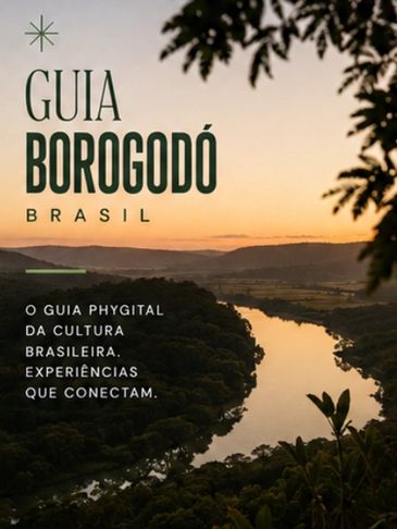 Cover of Guia Borogodó Brasil featuring a Brazilian river landscape at sunset.