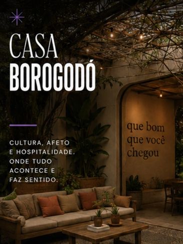 Cozy outdoor seating at Casa Borogodó with warm lighting and welcoming ambiance.