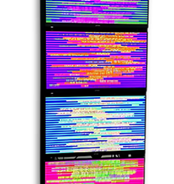 Colorful glitch effect on a screen.