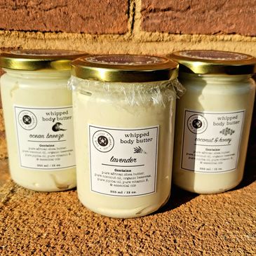 three jars of whipped body butter lotion