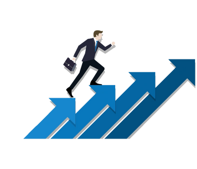 Illustration of man moving in upwards direction