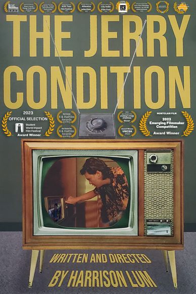 The poster for The Jerry Condition with laurels for all the film festivals it was featured in.