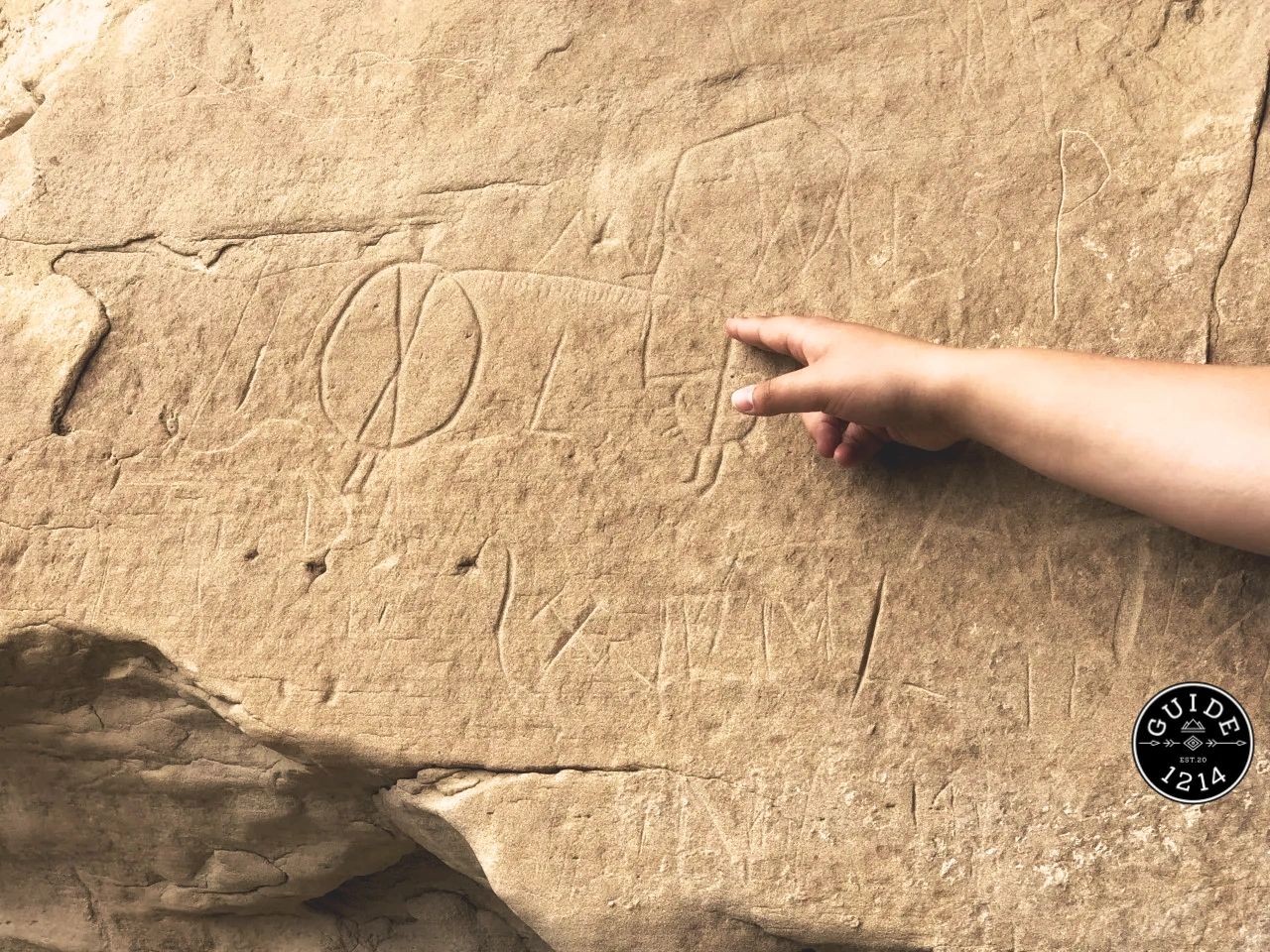 One of the petroglyph's located at Writing-on-Stone World Heritage site located in Southern Alberta.