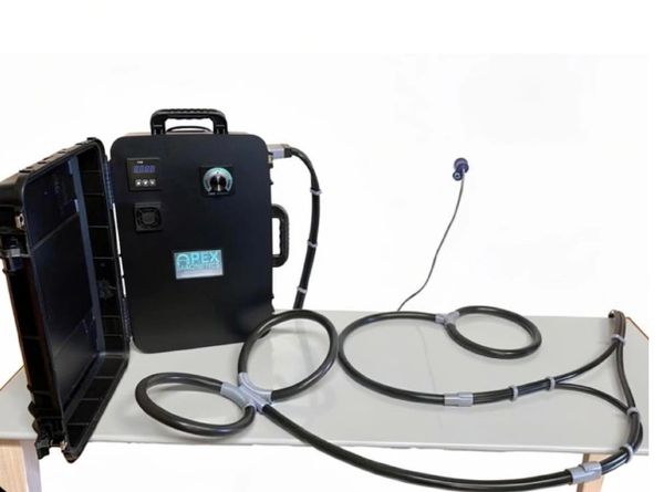 Aura 9000 | PEMF device on a table | Open view | Showing dual Helmholtz PEMF Coil | Apex Magnetics 
