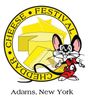 Cartoon logo of a dog with cheese festival text.