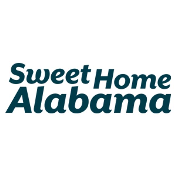Text logo saying 'Sweet Home Alabama' in bold, dark teal font.